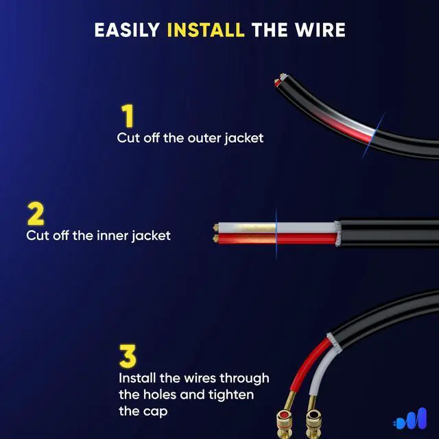 Alt view image 2 of 5 - Maximm in Wall Speaker Wire - 100 Feet, Black - 16AWG CL3 Rated 2-Conductor Wire 16/2 (Copper Clad Aluminum)