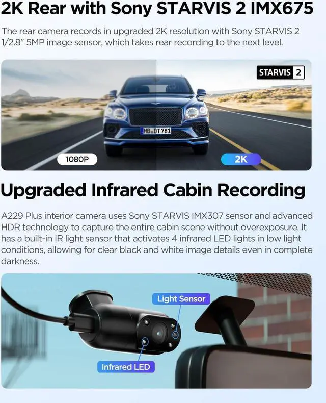 Alt view image 5 of 5 - Bundle: VIOFO A229 Plus 3CH + CPL VIOFO A229 Plus 3 Channel Dash Cam, Dual STARVIS 2 Sensors, 3-Channel HDR, 1440P+1440P+1080P Front Inside and Rear Car Camera, 5GHz Wi-Fi, Voice Control