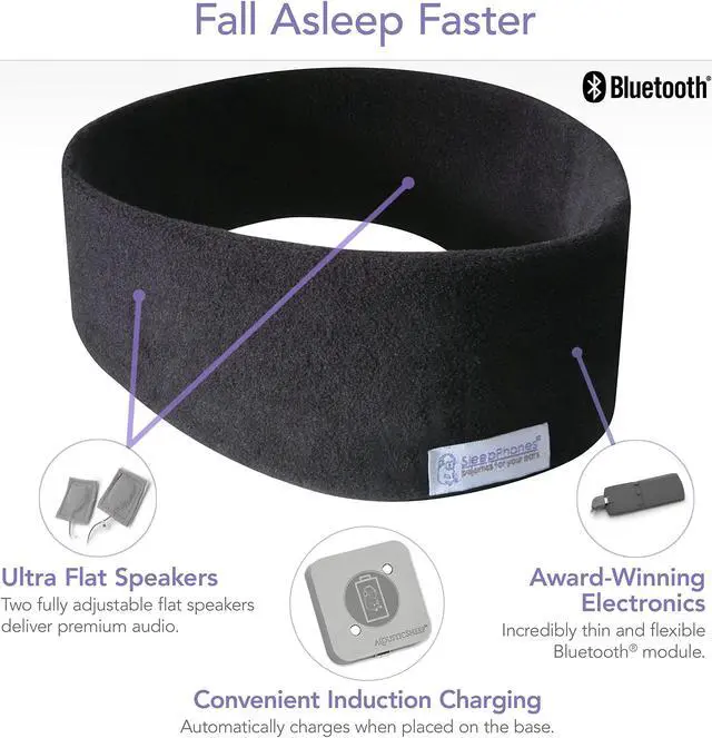 Alt view image 4 of 5 - SleepPhones Effortless V8 Sleep Headphones by AcousticSheep | 24-Hour Battery | Original Comfortable Bluetooth Headphones with Wireless Induction Charging (Large, Soft Gray Fleece, US Wall Plug)