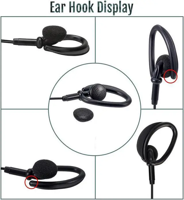 Alt view image 2 of 5 - Retevis RT68 Walkie Talkies Earpiece with Mic, Soft Earhook, 2 pin, for RT22 RT68 RT21 H-777 RT27 RT17 NR10, Compatible with Kenwood SAMCOM pxton 2 Way Radio, Two Way Radio Headset(10 Pack)