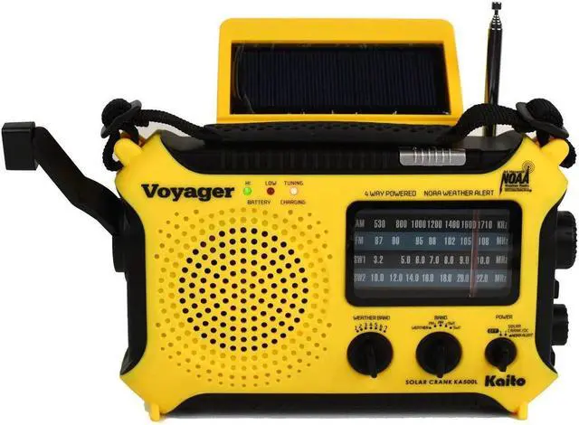 Main image of Kaito KA500L 4-Way Powered Emergency AM/FM/SW NOAA Weather Alert Radio with Solar,Dynamo Crank,Flashlight