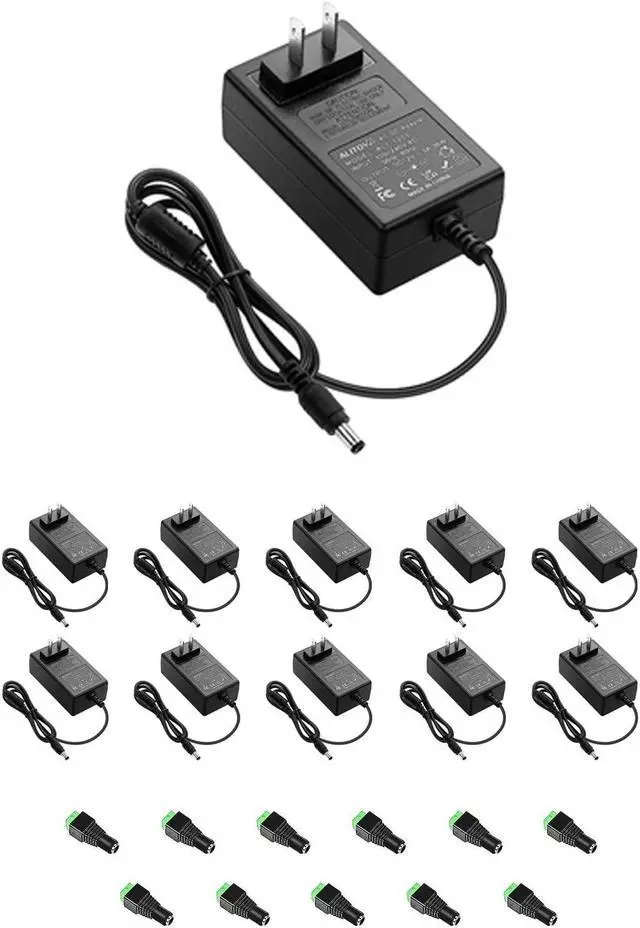 Main image of 10-Pack, ALITOVE 12V 3A Power Supply DC 12 Volt 3A 36W AC/DC Power Adapter 100~240V AC to DC 12V Converter LED Driver Transformer 5.5mmx2.5mm for LED Strip Light CCTV Cameras System 3D Printer