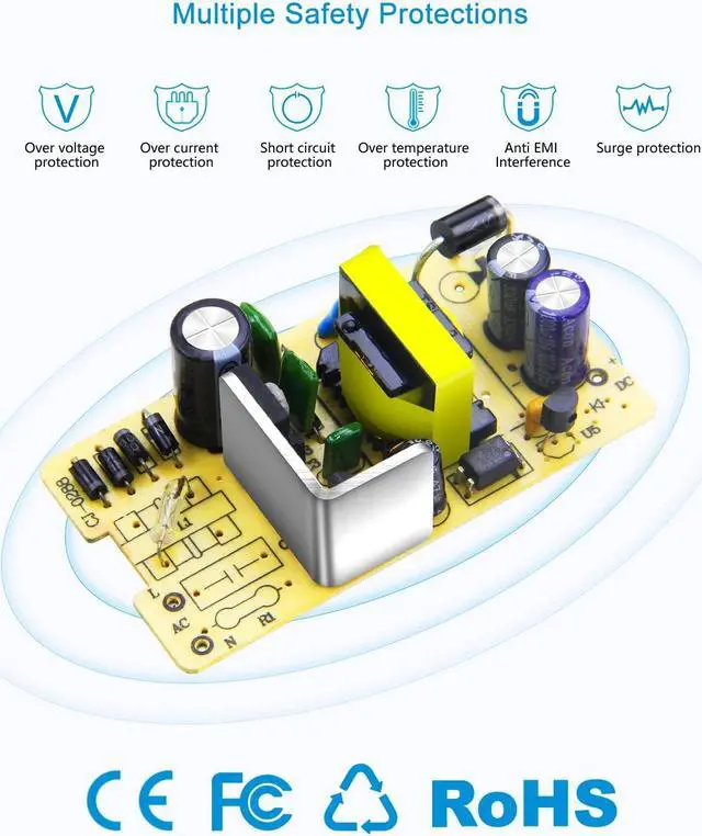 Alt view image 5 of 5 - 10-Pack, ALITOVE 12V 3A Power Supply DC 12 Volt 3A 36W AC/DC Power Adapter 100~240V AC to DC 12V Converter LED Driver Transformer 5.5mmx2.5mm for LED Strip Light CCTV Cameras System 3D Printer
