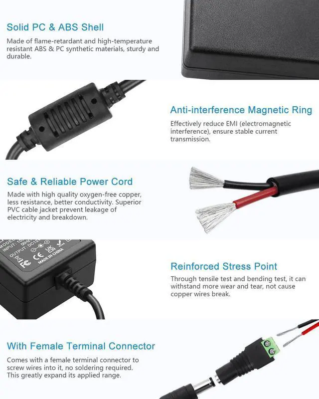 Alt view image 4 of 5 - 10-Pack, ALITOVE 12V 3A Power Supply DC 12 Volt 3A 36W AC/DC Power Adapter 100~240V AC to DC 12V Converter LED Driver Transformer 5.5mmx2.5mm for LED Strip Light CCTV Cameras System 3D Printer