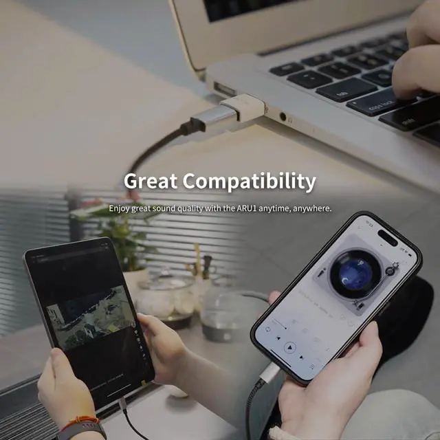 Alt view image 4 of 5 - Aune ARU1 USB-C Headphone Cable with DAC, for Cable-Detachable Headphones (Dual 3.5mm TRS) AR5000