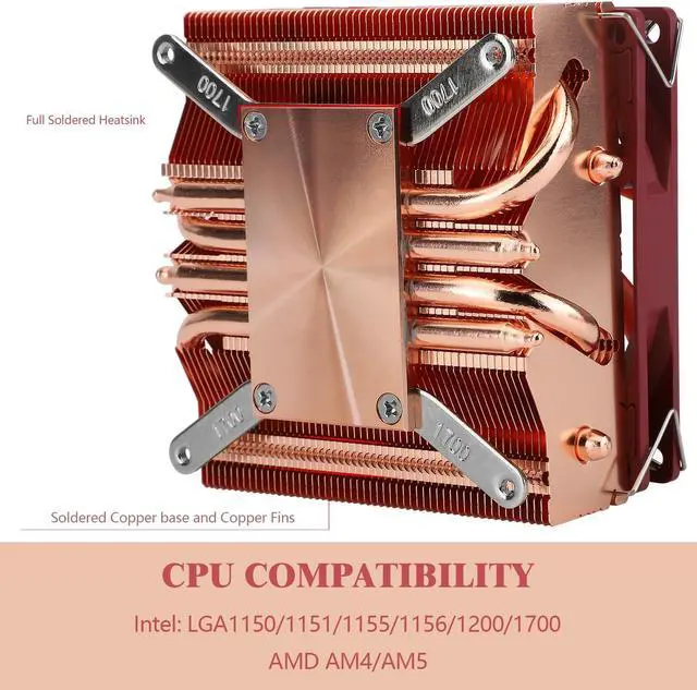 Alt view image 4 of 5 - Thermalright AXP90 X53 Full Low Profile ITX CPU Cooler,with 92mm Slim PWM Fan for 2700RPM High Speed ITX CPU Fan,Pure Copper Version,for Intel LGA1150/1151/1200/1700/AMD AM4/AM5