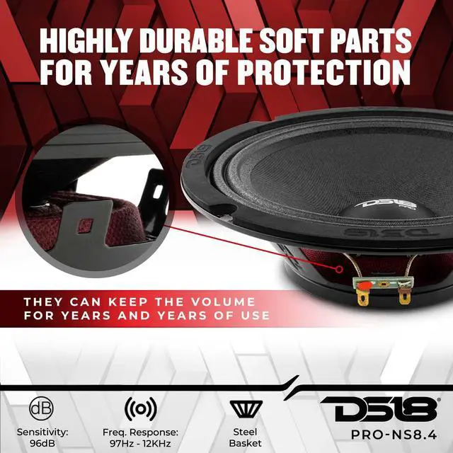 Alt view image 3 of 5 - DS18 PRO-NS8.4 8 Inches Shallow Loudspeaker Car Audio - Midrange, 400W Max, 200W RMS, 4 Ohms, Slim Neodymium Magnet - The Most Elegant Neodymium Midrange Loudspeakers Available - 1 Speaker