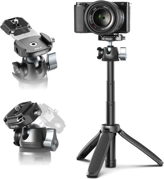Main image of ULANZI Camera Tripod, MT-46 Aluminum Alloy Phone Tripod for Camera with F38 Quick Release Plate, 4 Levels Adjustment 360 Ball Head with Cold Shoe Lightweight Portable Vlog Travel Selfie Stick for DSLR