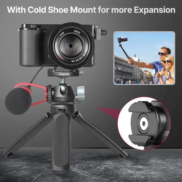 Alt view image 4 of 5 - ULANZI Camera Tripod, MT-46 Aluminum Alloy Phone Tripod for Camera with F38 Quick Release Plate, 4 Levels Adjustment 360 Ball Head with Cold Shoe Lightweight Portable Vlog Travel Selfie Stick for DSLR