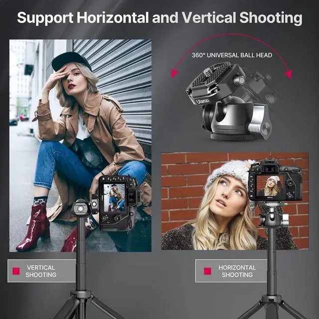 Alt view image 5 of 5 - ULANZI Camera Tripod, MT-46 Aluminum Alloy Phone Tripod for Camera with F38 Quick Release Plate, 4 Levels Adjustment 360 Ball Head with Cold Shoe Lightweight Portable Vlog Travel Selfie Stick for DSLR