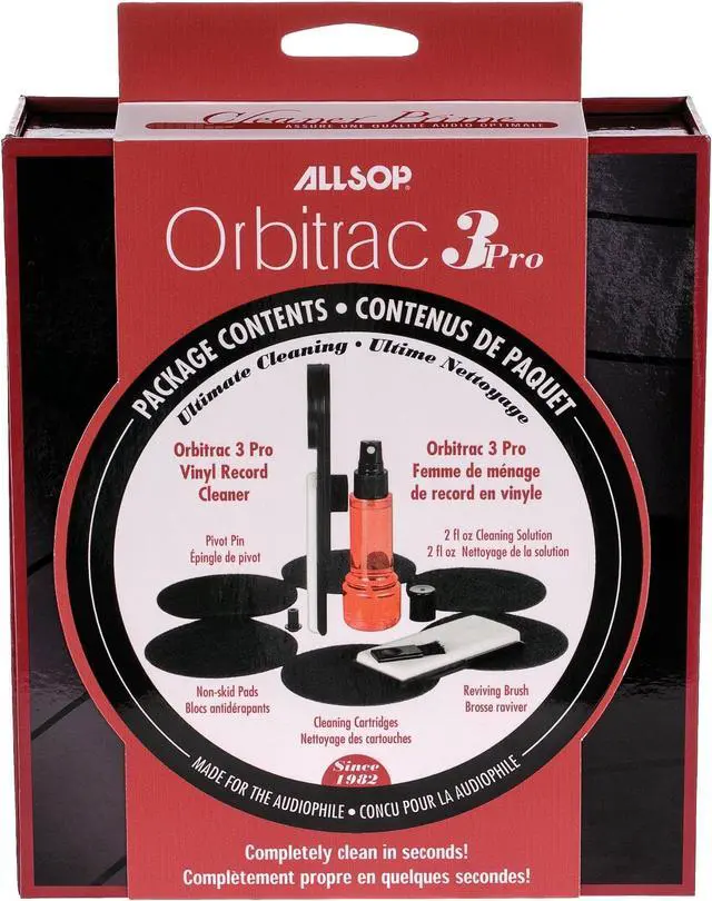Alt view image 3 of 5 - Allsop Orbitrac 3 Pro Vinyl Record Cleaning System, 2X Cleaning Cartridges, Protective Non-Skid Pad, Cleaner Fluid, Reviving Brush, and Storage Case (31735), Black, 1