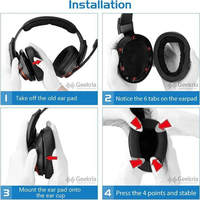 Alt view image 3 of 5 - Geekria Ear Pads + Headband Compatible with Sennheiser GSP 600, GSP 670, GSP 500 Gaming Headset Ear Cushion +Headband Cushion/Ear Cups and Headband/Replacement Repair Parts Suit (Black)