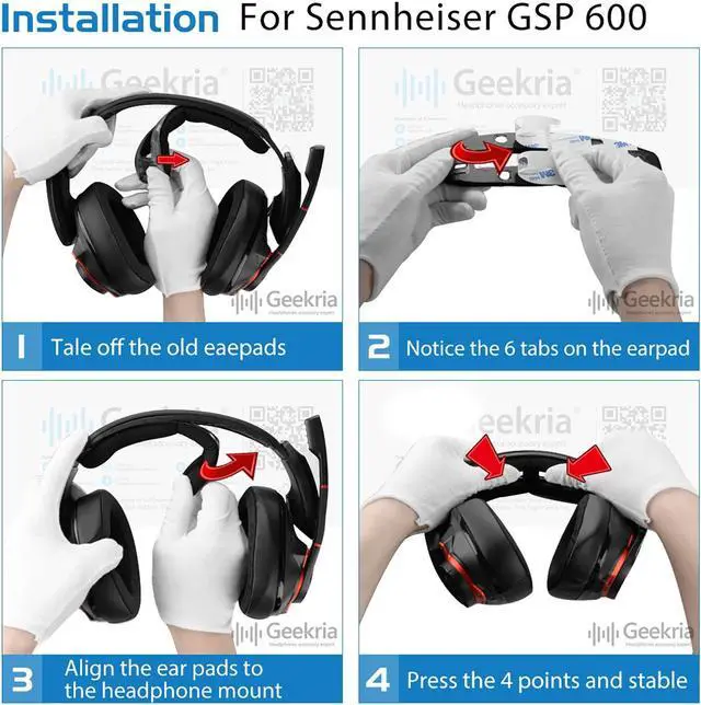 Alt view image 5 of 5 - Geekria Ear Pads + Headband Compatible with Sennheiser GSP 600, GSP 670, GSP 500 Gaming Headset Ear Cushion +Headband Cushion/Ear Cups and Headband/Replacement Repair Parts Suit (Black)