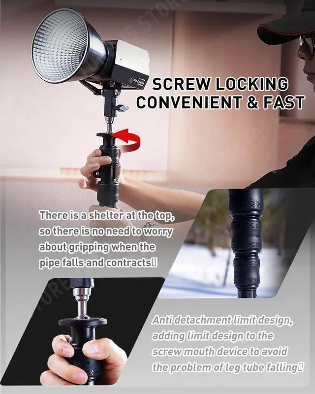 Alt view image 2 of 5 - IFOOTAGE Round Base Monopod,15.75"/40cm Diameter,Max.Payload 22lbs/10KG,Aluminium Alloy Stable Structure, Height 30.28"/76.9cm~79.4"/201.6cm,for LED Video Light,RB-A400