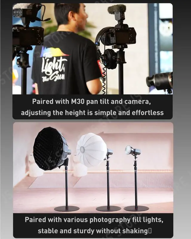 Alt view image 4 of 5 - IFOOTAGE Round Base Monopod,15.75"/40cm Diameter,Max.Payload 22lbs/10KG,Aluminium Alloy Stable Structure, Height 30.28"/76.9cm~79.4"/201.6cm,for LED Video Light,RB-A400