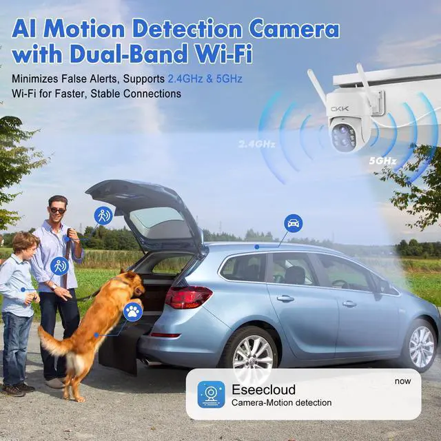 Alt view image 4 of 5 - CKK Dual Wi-Fi, Dual Lens Wireless Security Camera System, 4PCS Outdoor Dual Lens PTZ Cameras Plug & Play for 24/7 Recording, AI Motion Detection/Color Night Vision, 2.4G/5G WiFi, and 1TB HDD.