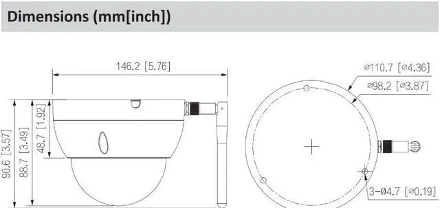 Alt view image 4 of 4 - Generic Diamond WiFi Network Camera IPC-HDBW1430DEN-SW-0280B, 4MP 2.8mm Fixed Lens, IR Night, DWDR, 12 VDC, IP67 Protection (Dome White)