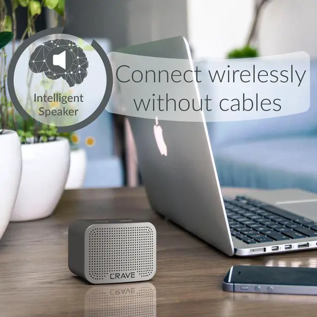 Alt view image 2 of 5 - Crave Curve Mini Portable Bluetooth Wireless Intelligent Speaker with Built-in Microphone and Speakerphone