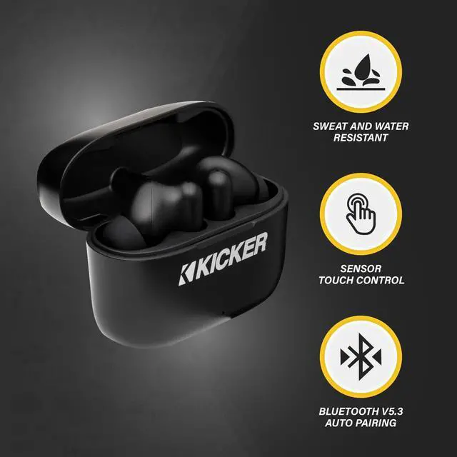 Alt view image 4 of 5 - KICKER TWS2 True Wireless Earbuds, Bluetooth Earbuds with Microphone, Environmental Noise Cancelling, Wireless Earphones for Android and iOS, Fast Charging Case USB-C with 24 Hours of Playtime