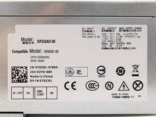 Alt view image 2 of 5 - D250AD-00 H250AD-00 250W Power Supply Compatible with Optiplex 390 790 990 3010 Inspiron 537s 540s 545s 546s 560s 570s 580s 620s Vostro 200s 220s 230s 260s 400s Studio 540s 537s 560s Slim DT Systems