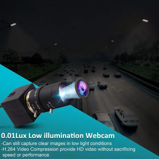 Alt view image 5 of 5 - Hotpet 1080P USB Webcam, 2.8-12mm Varifocal Manual Lens, 2MP USB2.0 Web Camera, Low Illumination 0.01Lux, H.264 High Definition IMX323 Industrial Camera