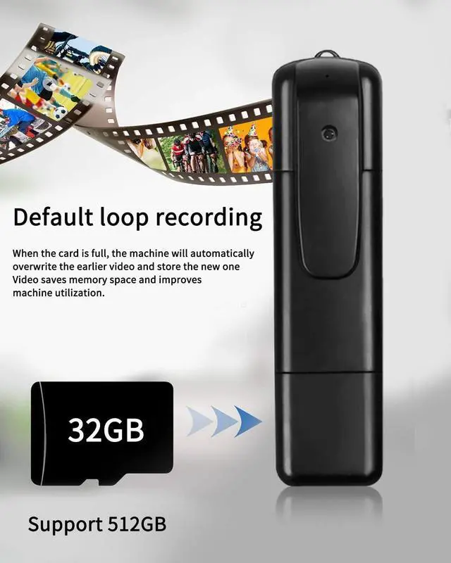 Alt view image 3 of 5 - JieSuDa V8 Mini Body Camera, 1080P Full HD Hidden Camera with 32G Memory Card, Police Cam with Smart Motion Detection, Pocket Clip for Office, Security Guard, Home, Car, Bike, Hiking