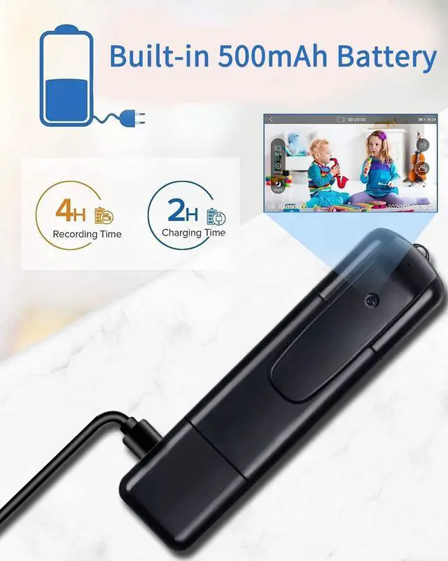Alt view image 4 of 5 - JieSuDa V8 Mini Body Camera, 1080P Full HD Hidden Camera with 32G Memory Card, Police Cam with Smart Motion Detection, Pocket Clip for Office, Security Guard, Home, Car, Bike, Hiking