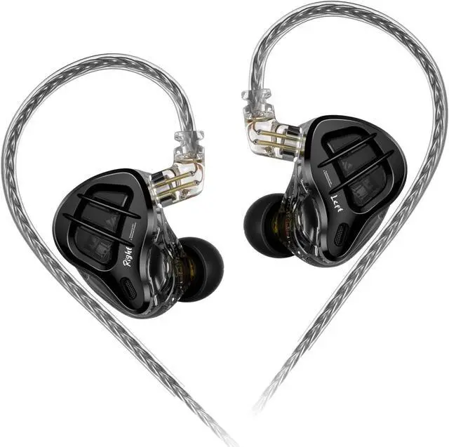 Main image of KZ ZAR in-Ear Monitor Headphones,1DD+7BA Hybrid Technology Driver IEM Wired Earbuds Headphone with Silver-Plated Cable for Audiophile Musician (KZ ZAR-Black, No Mic)