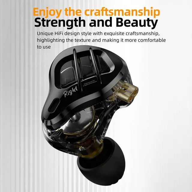 Alt view image 5 of 5 - KZ ZAR in-Ear Monitor Headphones,1DD+7BA Hybrid Technology Driver IEM Wired Earbuds Headphone with Silver-Plated Cable for Audiophile Musician (KZ ZAR-Black, No Mic)