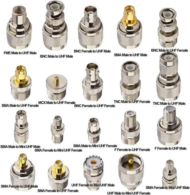Alt view image 2 of 5 - onelinkmore 20 Type Set UHF PL259 SO239 Mini UHF Adapter Kits UHF to SMA BNC MCX FME F TNC Mini UHF RF Coaxial Adapter Male Female Coax UHF VHF HF Radios Adapter Connector Kit
