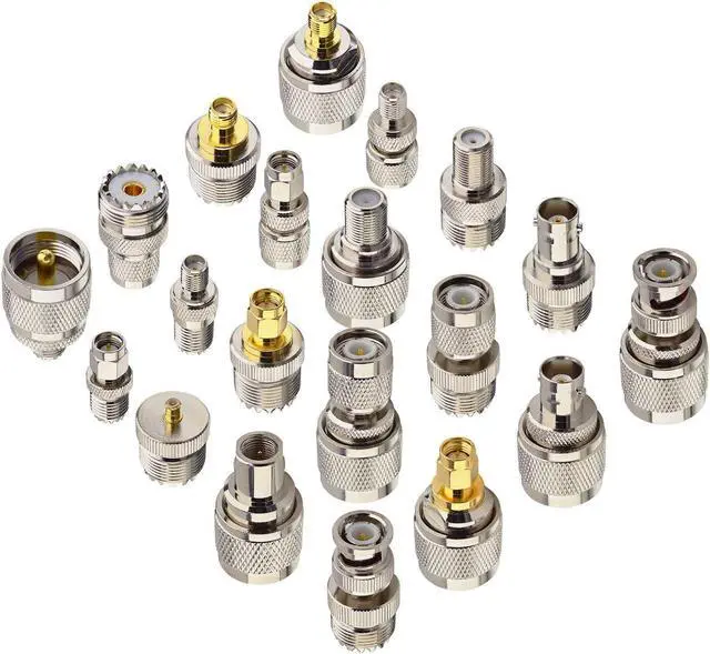 Main image of onelinkmore 20 Type Set UHF PL259 SO239 Mini UHF Adapter Kits UHF to SMA BNC MCX FME F TNC Mini UHF RF Coaxial Adapter Male Female Coax UHF VHF HF Radios Adapter Connector Kit