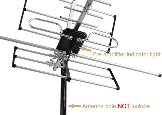 Alt view image 2 of 5 - PBD Outdoor Digital Amplified Yagi HDTV Antenna, Built-in High Gain and Low Noise Amplifier, 40FT RG6 Coaxial Cable, 120 Miles Range with UHF and VHF Signal