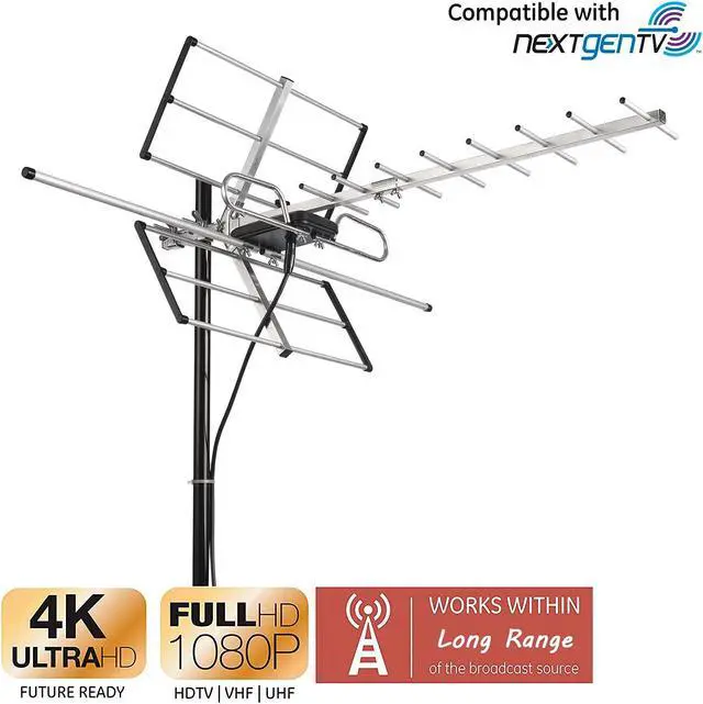Alt view image 4 of 5 - PBD Outdoor Digital Amplified Yagi HDTV Antenna, Built-in High Gain and Low Noise Amplifier, 40FT RG6 Coaxial Cable, 120 Miles Range with UHF and VHF Signal