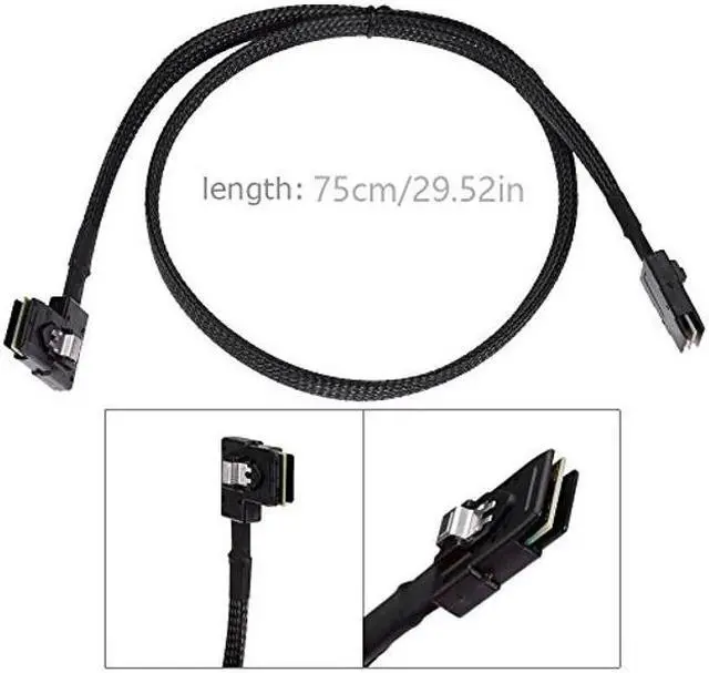 Alt view image 3 of 5 - Saihisday Internal Mini SAS Cable, Mini SAS SFF-8087 to Right Angle SFF-8087 Cord, 90 Degree Right Angle SAS-A SAS-B SATA Cable Replacement for DELL POWEREDGE R310 R710 H700(2PCS)