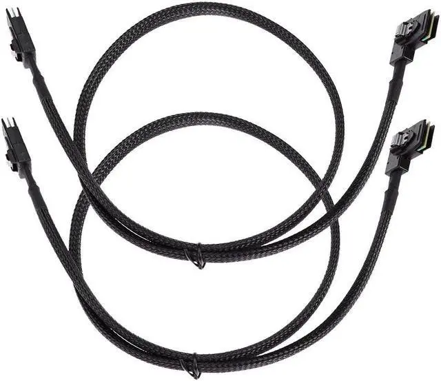 Main image of Saihisday Internal Mini SAS Cable, Mini SAS SFF-8087 to Right Angle SFF-8087 Cord, 90 Degree Right Angle SAS-A SAS-B SATA Cable Replacement for DELL POWEREDGE R310 R710 H700(2PCS)