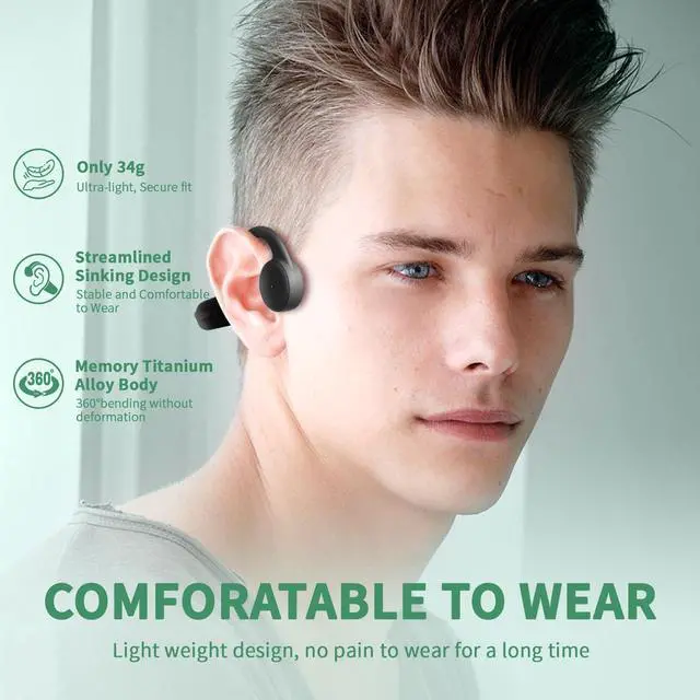 Alt view image 3 of 5 - Tulbeys Bone Conduction Headphones for SwimmingBluetooth 5.3 Open Ear Wireless Headphones, Built-in 8GB Storage Mp3 Player Workout Headset with Voice Assistant, IPX8 Waterproof Earphones