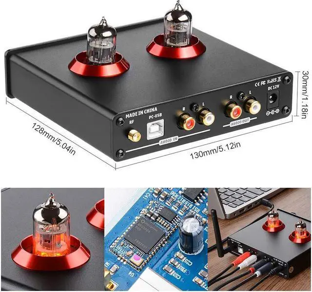 Alt view image 2 of 5 - AIYIMA Tube T6 PRO Bluetooth 5.0 Tube Preamplifier Hi-Fi Headphone Amp Vacuum Tube Preamp for Home Audio Amplifier Wireless Receiver Audio Decoder Preamp PC-USB DAC APTX