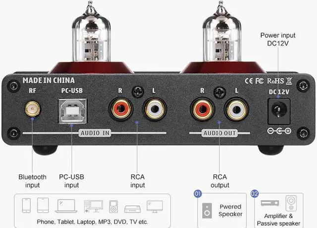 Alt view image 4 of 5 - AIYIMA Tube T6 PRO Bluetooth 5.0 Tube Preamplifier Hi-Fi Headphone Amp Vacuum Tube Preamp for Home Audio Amplifier Wireless Receiver Audio Decoder Preamp PC-USB DAC APTX