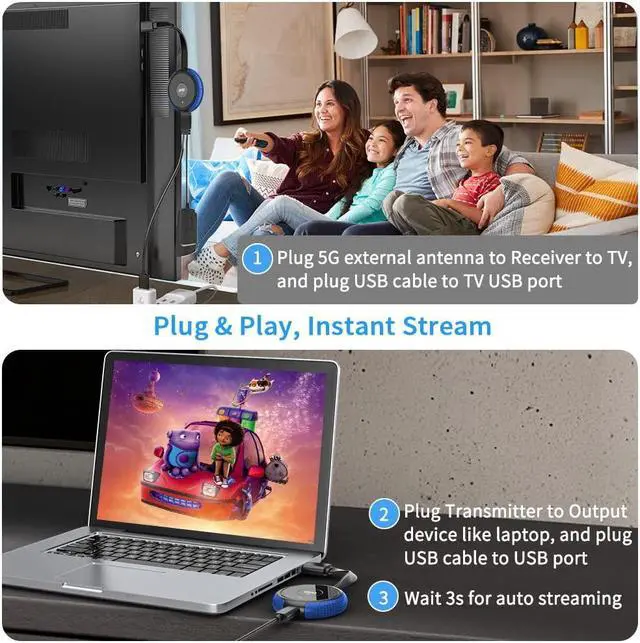 Alt view image 2 of 5 - AIMIBO Wireless HDMI Transmitter TX Red - 1 Receiver to 8 Transmitter, Best for Meeting Room