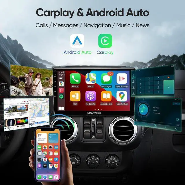 Alt view image 4 of 5 - Qualcomm 8 Core 10.2'' Car Radio Stereo for Jeep Wrangler JK Compass Grand Cherokee Dodge with Android12/5G WiFi/Wireless carplay/Android auto/Touchscreen/GPS Navigation/Bluetooth/FM/HD Backup Camera