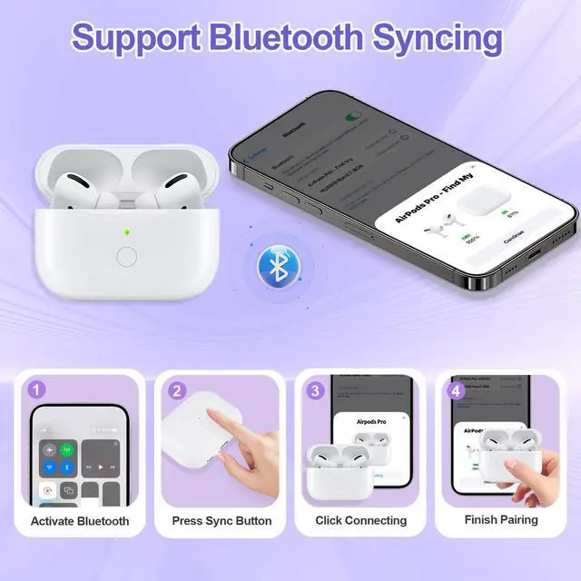 Alt view image 3 of 5 - Wireless Charging Case Compatible with Airpods Pro 1st 2nd Generation with Bluetooth Pairing Button,Replacement Airpods Pro Charger Case Only,No Earbuds