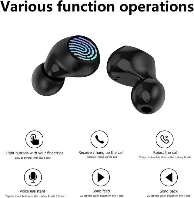 Alt view image 3 of 5 - AMAFACE Bluetooth 5.1 Wireless Earbuds, IPX5 Waterproof Stereo Headphones with Mic and Touch Control, In Ear Noise Reduction Sports Earphones with Wireless Charging Case