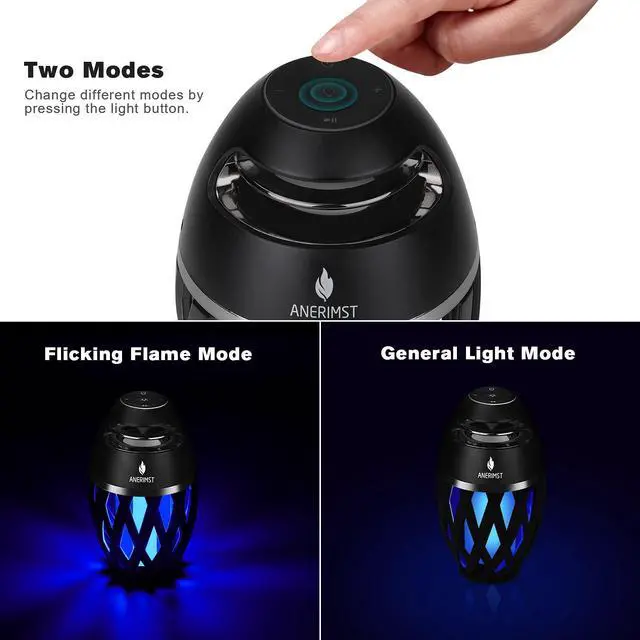 Alt view image 3 of 5 - ANERIMST Unique Gifts for Men, Outdoor Bluetooth Speaker Waterproof Wireless with Torch LED Light, Birthday Gift for Boyfriend Him Dad, Cool for Garden, Patio, Outside (Blue Light)