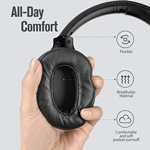 Alt view image 3 of 5 - AOGKTON FM Radio Over Ear Headphones, Micro SD Card 30 Hrs Playtime Wireless and Wired Headphones with Deep Bass, Foldable Lightweight Headset with Built-in Microphone for Travel, Home Office