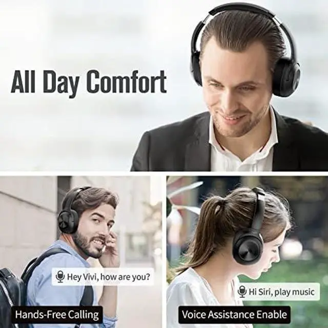 Alt view image 5 of 5 - AOGKTON FM Radio Over Ear Headphones, Micro SD Card 30 Hrs Playtime Wireless and Wired Headphones with Deep Bass, Foldable Lightweight Headset with Built-in Microphone for Travel, Home Office