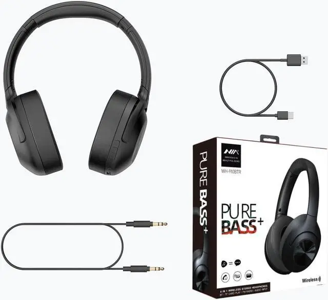 Alt view image 4 of 5 - AOGKTON FM Radio Over Ear Headphones, Micro SD Card 30 Hrs Playtime Wireless and Wired Headphones with Deep Bass, Foldable Lightweight Headset with Built-in Microphone for Travel, Home Office