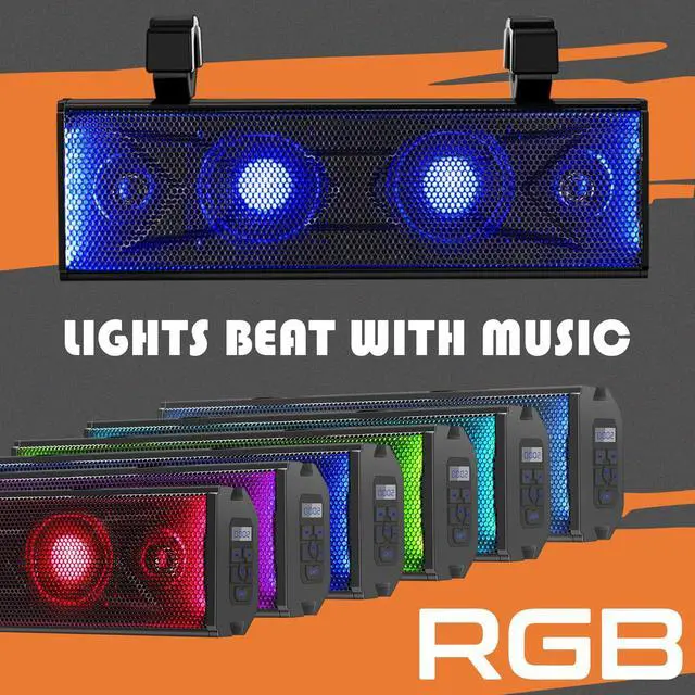 Alt view image 2 of 5 - purevox UTV Sound Bar 17 Inch 4-Speaker ATV SoundBar UTV Sound System SXS Speakers Waterproof Bluetooth Connectivity with Multicolor LED Lighting for UTV ATV Golf Cart Marine Boat