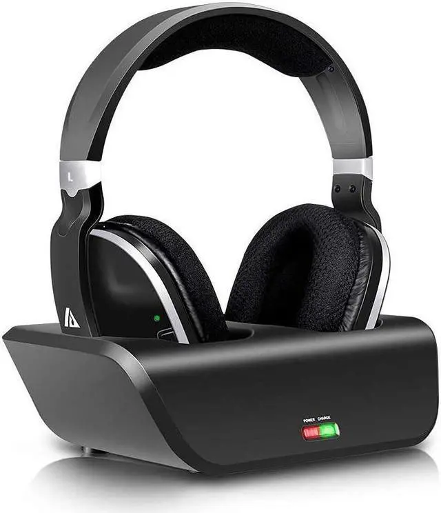 Main image of MONODEAL Wireless TV Headphones, Over Ear Headsets for TV Watching with Charging Dock, 2.4GHz RF Transmitter, 100ft Wireless Range and Rechargeable 20 Hour Battery, Black