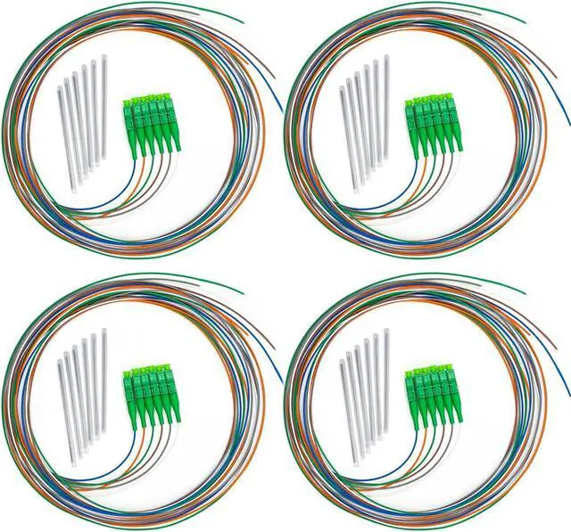 Main image of Bangun 4Pcs 1.5 Meter 6 Strand Single Mode LC APC Fiber Pigtail, 9/125um, OS1/OS2 Compatible, Includes 24 Fiber Optic Fusion Splice Protective Shrink Sleeves