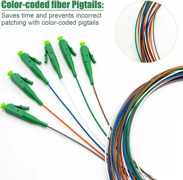 Alt view image 5 of 5 - Bangun 4Pcs 1.5 Meter 6 Strand Single Mode LC APC Fiber Pigtail, 9/125um, OS1/OS2 Compatible, Includes 24 Fiber Optic Fusion Splice Protective Shrink Sleeves